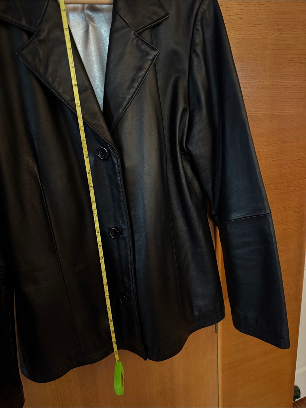 Hillard & Hanson Black Leather Button-Front Jacket - Picture 9 of 9